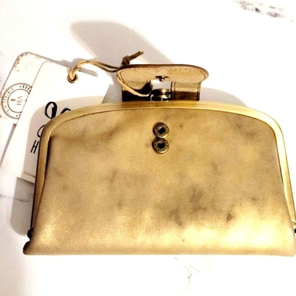 NWT RARE HOBO 'Halo' Stardust Metallic Leather Wallet with Wanderlust Lining - Picture 2 of 9